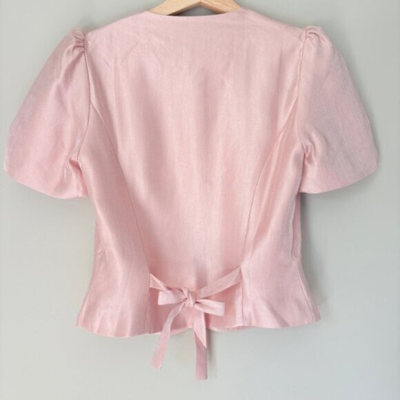 NEW Reformation Mika Two Piece Skirt Set Bubblegum Pink Sheen | US 2 UK 6 - Picture 13 of 15